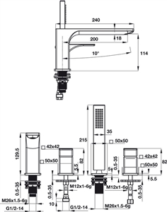 Bộ trộn bồn tắm 4 lỗ Regal Hafele 495.61.126